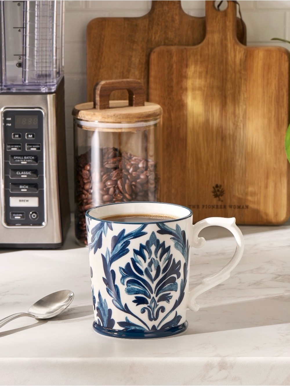 The Pioneer Woman Audrey Blue and White Floral Ceramic Mug Set of 4